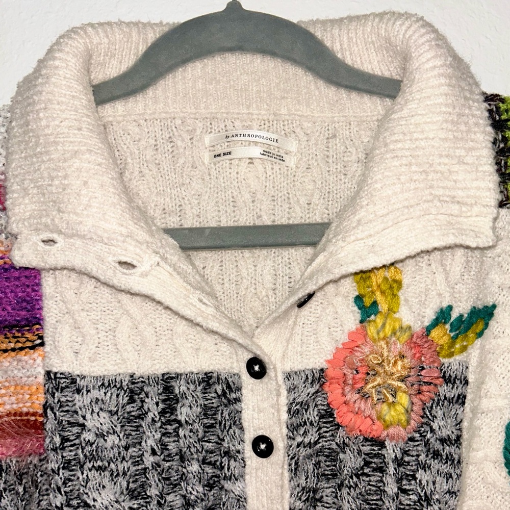 Anthropologie Maeve Patchwork Poncho Sweater - Picture 4 of 4